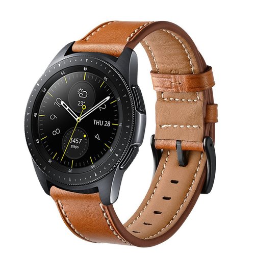 Сменный ремешок-браслет MyPads из натуральной кожи для Samsung Galaxy Watch 4 Classic 42мм/46мм SM-R890 прошитый, с металлической пряжкой-застежкой.