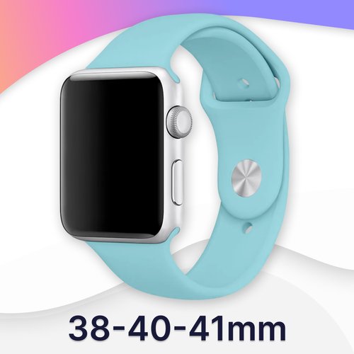 Силиконовый ремешок для Apple Watch 38-40-41 mm, Series 1-9, SE / Сменный браслет (Sport Band) для смарт часов Эпл Вотч 38-41 мм (Blue S)