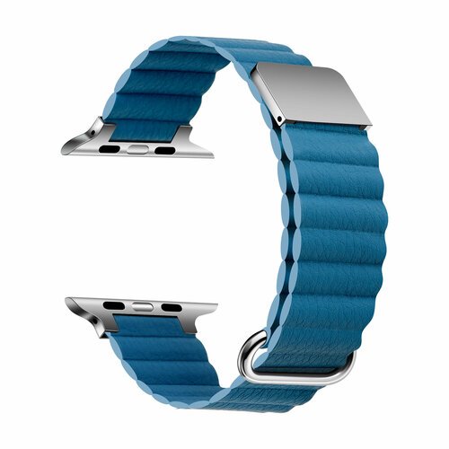 Ремешок кожаный GreatCase Leather Loop Ultra для Apple Watch 42/44/45/49 мм, 235мм, на магните, Синий