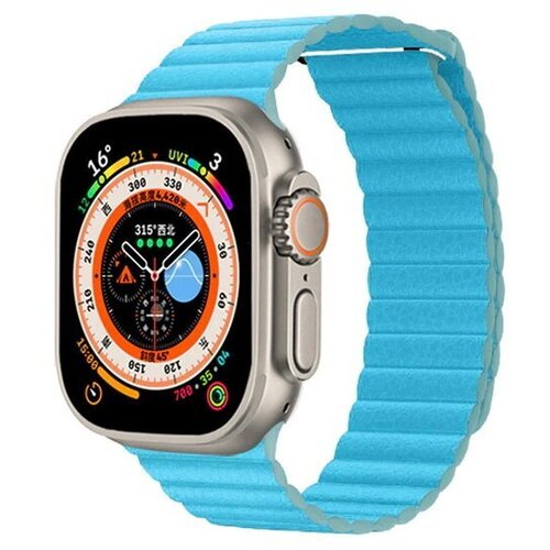 Ремешок кожаный Leather Loop для Apple Watch 38/40/41 мм, на магните, голубой (1)