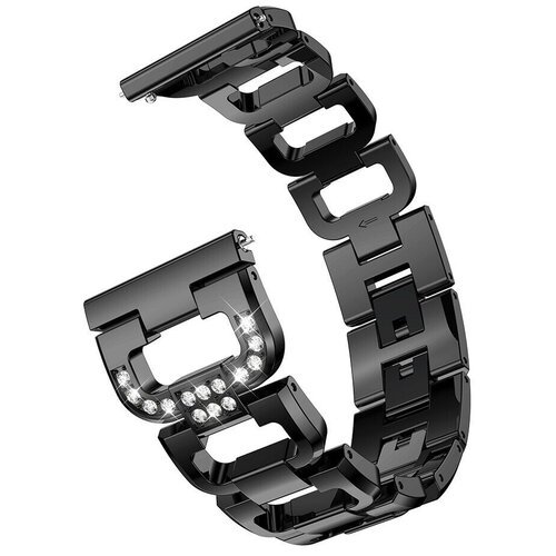 Металлический ремешок со стразами 20 мм для Samsung Galaxy Watch 42mm - черный