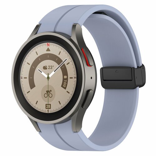 Силиконовый ремешок для Samsung Galaxy Watch 4/5/6, L, серебристая застежка, светло-голубой