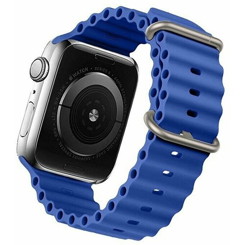 Силиконовый браслет Ocean Band для Apple Watch 38/40/41/Smart X7 mini/Smart GS8 mini / синий