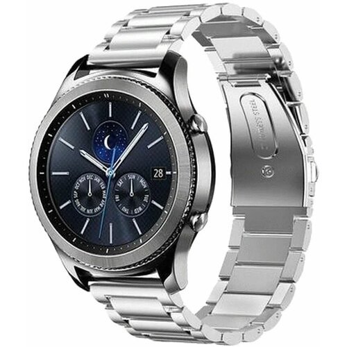 Премиум универсальный металлический блочный ремешок для смарт-часов Xiaomi, Amazfit, Huawei, Samsung Galaxy Watch, Garmin 20 мм, серебристый