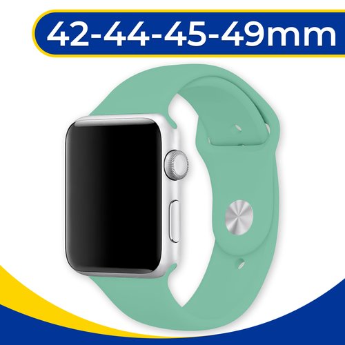 Силиконовый ремешок на Apple Watch 1-9, SE, Ultra 42, 44, 45, 49 мм / Сменный монобраслет на часы Эпл Вотч 1-9, СЕ, Ультра / Spearmint