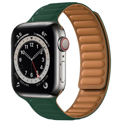 Силиконовый ремешок на магнитной застежке для Apple Watch Series 1-8 - 42/44/45 мм (темно-зеленый)