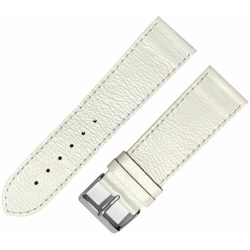 Ремешок 2402-01-1-0 Kroko Белый тонкий кожаный ремень для женских наручных часов из натуральной кожи 24 мм матовый крокодил
