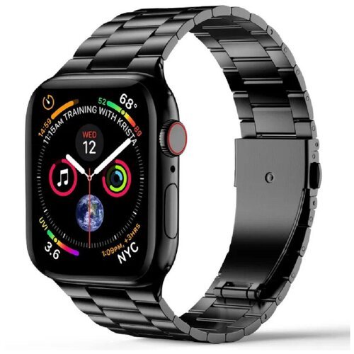 Премиум металлический блочный ремешок для Apple Watch Series 1-8 и Ultra - 42/44/45/49 мм (эпл вотч), черный