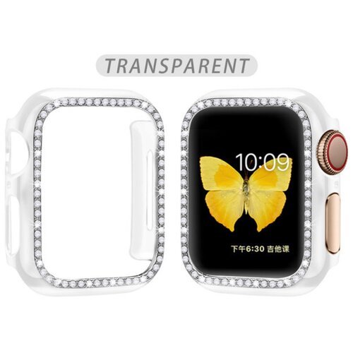 Чехол (бампер) для Apple Watch 45 mm со стразами, прозрачный
