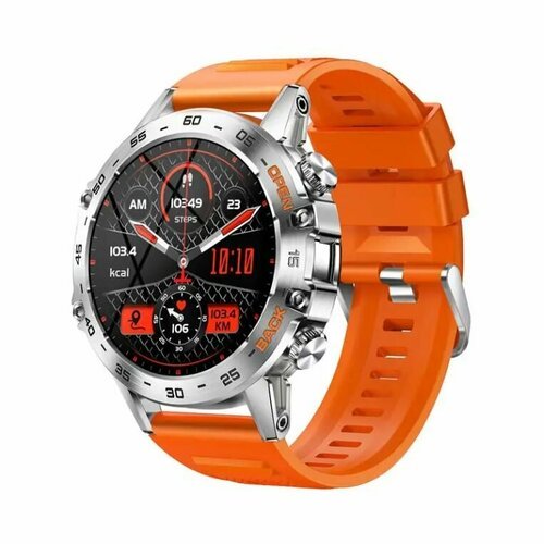Смарт часы мужские ударопрочные спортивные K52 оранжевые / Bluetooth Smart Watch с пульсометром, шагомером, счетчиком калорий
