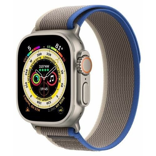 Нейлоновый тканевый ремешок 'Trail Loop' для Apple Watch Series 1-8 и Ultra - 42/44/45/49 мм (эпл вотч), синий-серый