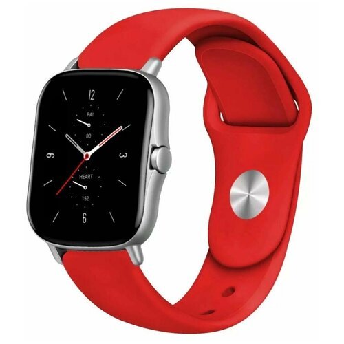 Универсальный силиконовый ремешок для смарт-часов Xiaomi, Amazfit, Huawei, Samsung Galaxy Watch, Garmin 20 мм, красный