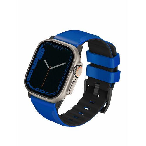 Uniq для Apple Watch 49/45/44/42 mm ремешок Linus Airosoft silicone strap Racing Blue