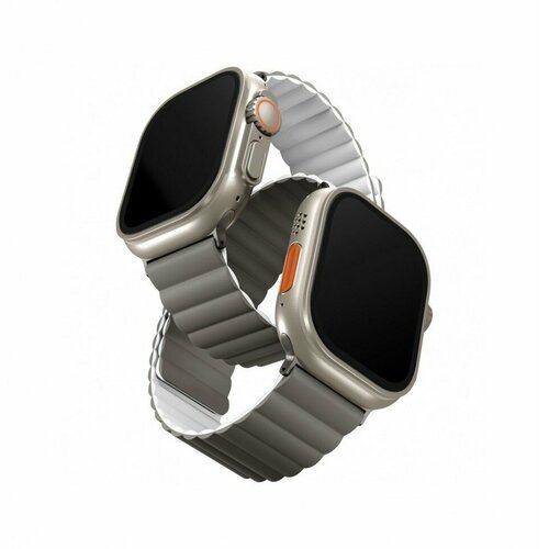 Ремешок Uniq Revix reversible Magnetic для Apple Watch 49/45/44/42 мм, цвет Серый/Белый (Grey/White) (49MM-REVDWHTCGRY)