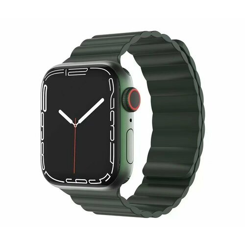 Силиконовый ремешок для Apple Watch 42 44 45 49 мм цвет Тёмно-зелёный/Green