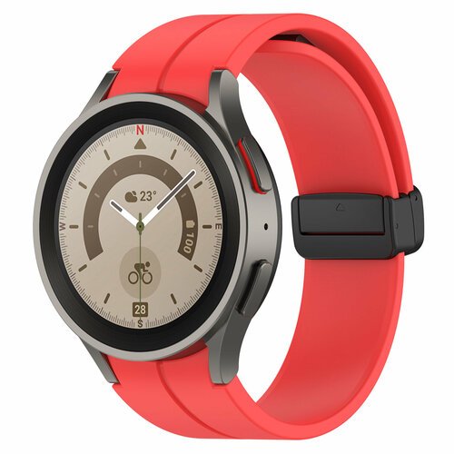 Силиконовый ремешок для Samsung Galaxy Watch 4/5/6, L, черная застежка, малиновый
