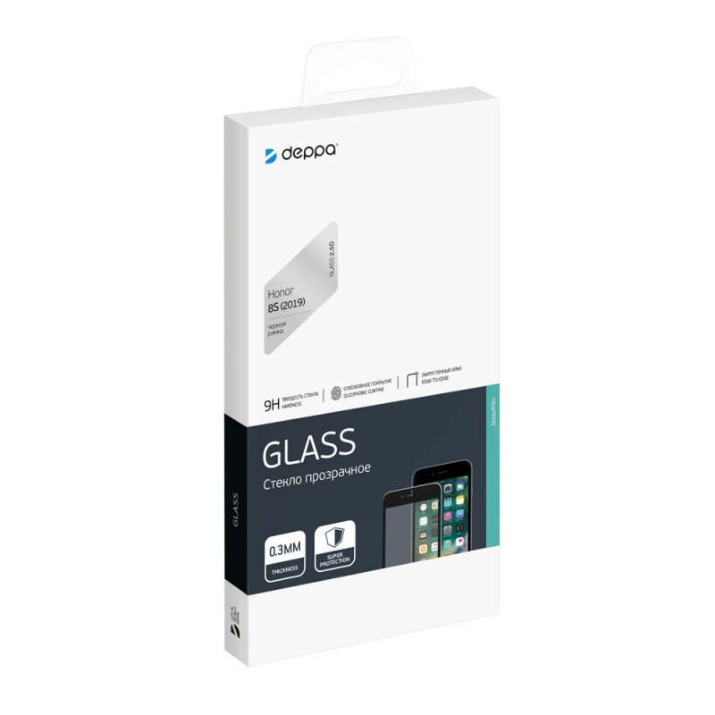 Защитное стекло Deppa 25D Full Glue для Honor 8S (2019) 0.3 мм черная рамка 62568