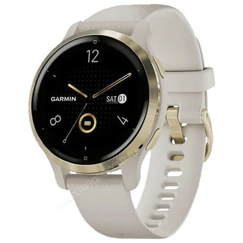 Часы Garmin Venu 2S песочного цвета с золотистым безелем
