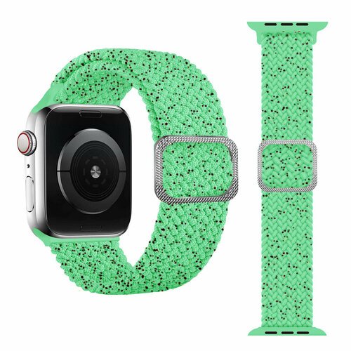 Ремешок плетеный нейлоновый для смарт-часов Apple Watch Series 1-9 и Ultra 42/44/45/49 мм, X9 Pro2 / X9+ Ultra2 / X8 Pro+, 42 зелено звездный