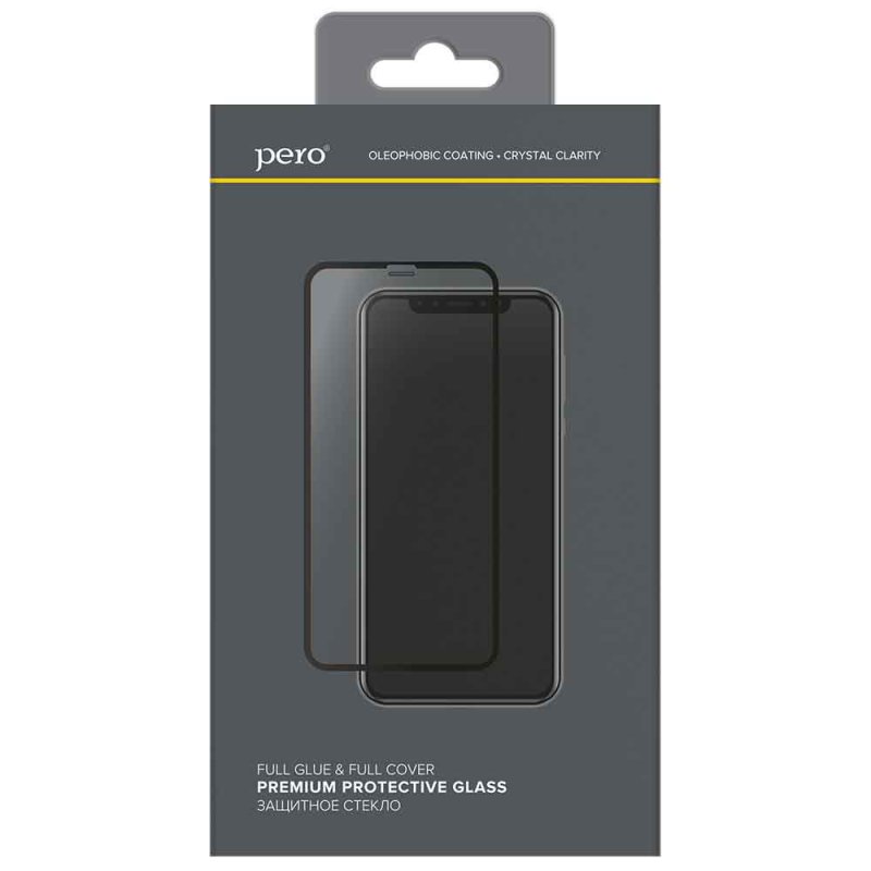 Стекло защитное PERO Full Glue для iPhone 14 Pro Max, черное