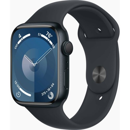 Смарт-часы Apple Watch Series 9 A2980 45мм OLED корп. темная ночь Sport Band рем. темная ночь разм. брасл: M/L (MR9Q3LL/A)