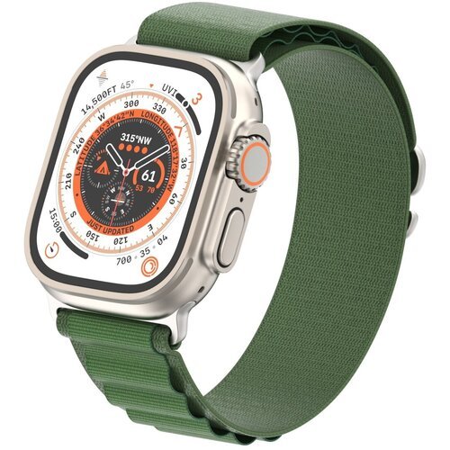 Ремешок для умных часов Apple Watch (Эпл Вотч) 42/44/45/49mm InnoZone Alpine Loop, зеленый, нейлоновый