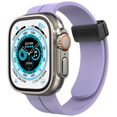 Силиконовый ремешок для Apple Watch 42-44-45-49 mm магнитный(пурпурный)