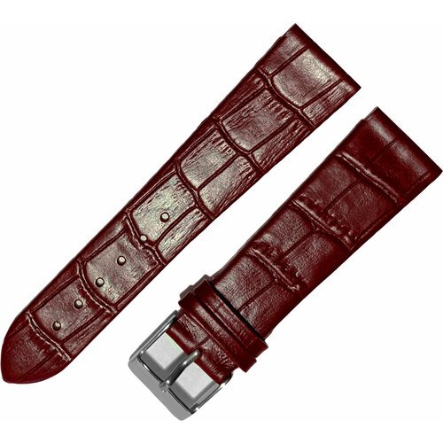 Ремешок 2203-01-6-2 Kroko Бордовый тонкий кожаный ремень для наручных часов из натуральной кожи 22 мм матовый крокодил