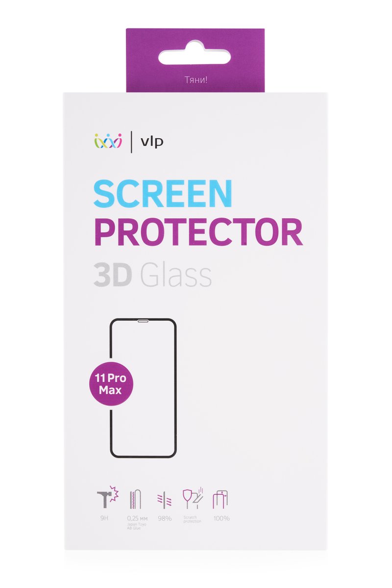 Стекло 3D защитное VLP для iPhone 11 ProMax/XsMax, олеофобное, с черной рамкой