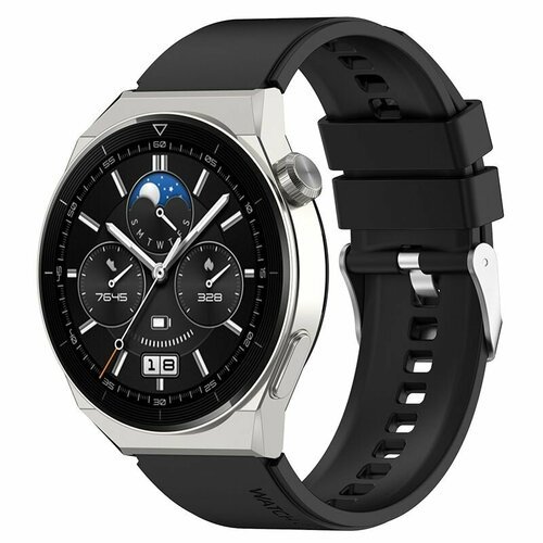 Силиконовый ремешок 22 мм для Huawei Watch GT 3 Pro 46мм/GT 2 46мм Pro/GT 2 46мм - черный