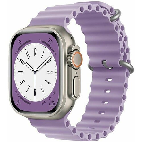 Силиконовый браслет Ocean Band для Apple Watch 42/44/45/49/ ремешок для Smart X8 Ultra, Smart GS8 Ultra, светло-фиолетовый