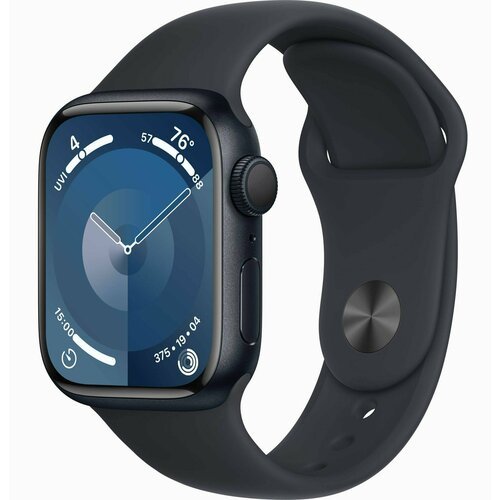 Умные часы Apple Watch Series 9 GPS 41mm Midnight Aluminium Case with Midnight Sport Band - S/M