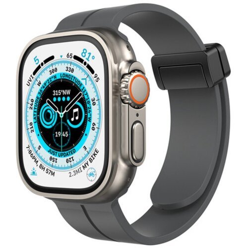 Силиконовый ремешок для Apple Watch 42-44-45-49 mm магнитный(темно серый)