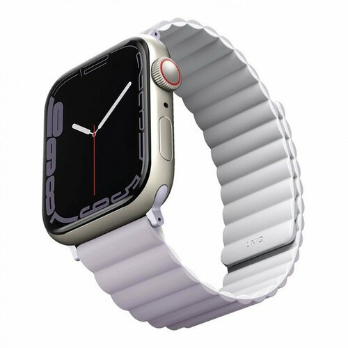 Ремень силиконовый Uniq REVIX для Apple Watch 49/45/44/42, цвет сиреневый/белый LILAC/WHITE (45MM-REVLILWHT)