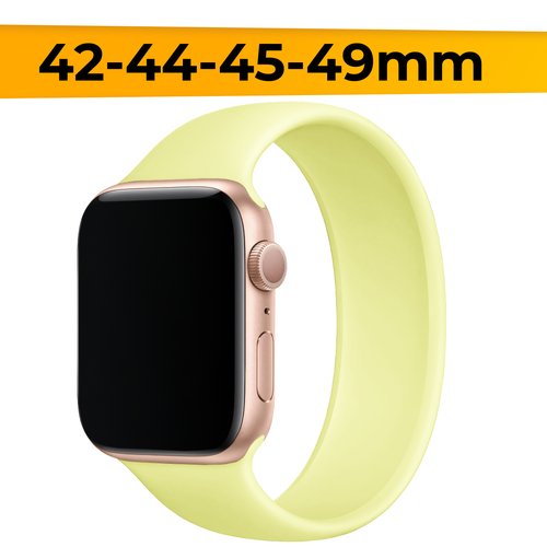 Силиконовый ремешок на Apple Watch 1-9, SE, Ultra, 42-44-45-49 mm / Сменный монобраслет (M) для смарт часов Эпл Вотч 1-9, СE, Ультра / Нежно-желтый