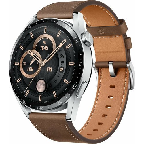 Смарт-часы Huawei WATCH GT 3 46mm 1.43', серебристый/коричневый (55028463)