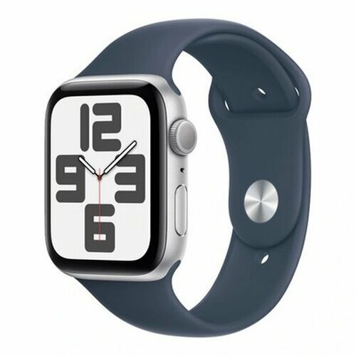 Apple Watch SE 2 (2023) GPS 44mm Silver Aluminum Case with Storm Blue Sport Band - M/L (MREE3)