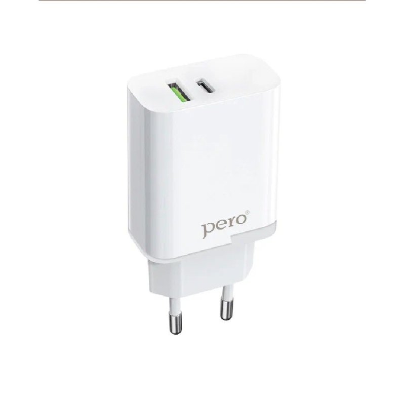 Сетевое зарядное устройство PERO TC18 USB-C + USB-C, PD 35W белый