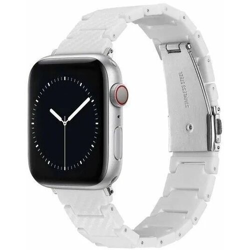Премиум карбоновый ремешок для Apple Watch Series 1-8 и Ultra - 42/44/45/49 мм (эпл вотч), белый