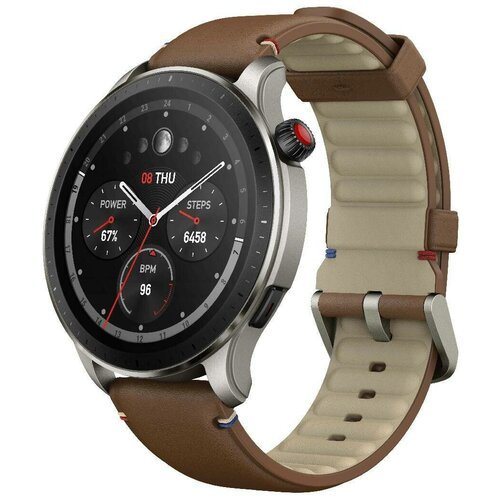 Смарт-часы AMAZFIT GTR 4 A2166, 1.43', серебристый / коричневый
