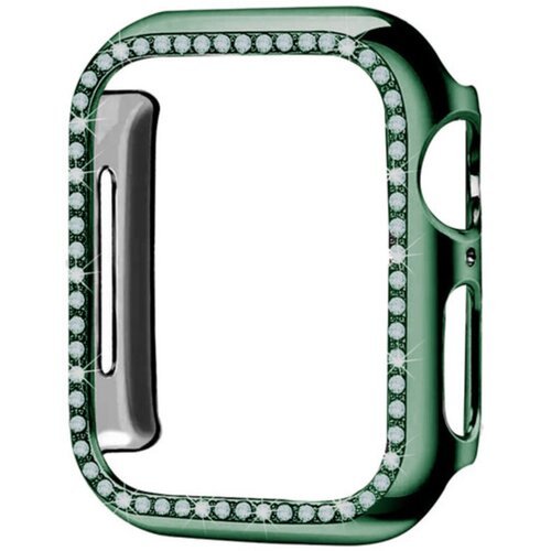 Чехол (бампер) для Apple Watch 45 mm со стразами, зеленый