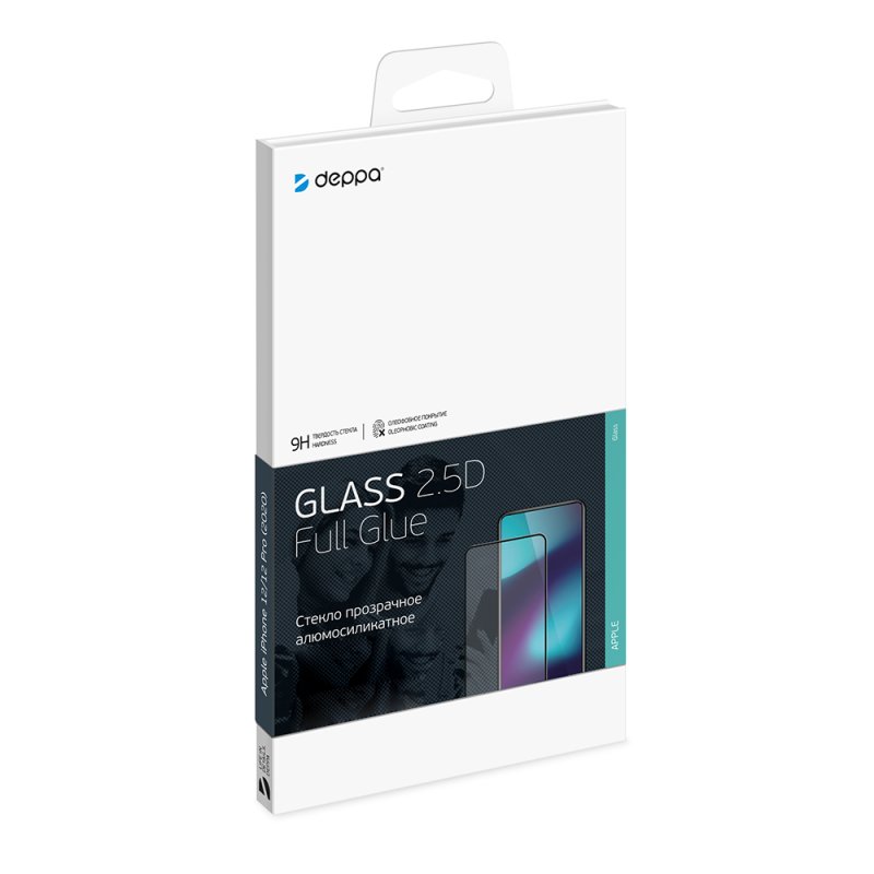 Защитное стекло Deppa 2,5D Classic Full Glue для Apple iPhone 12/12 Pro (2020), 0.3 мм, прозрачное, De