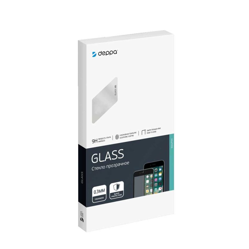Защитное стекло Deppa 3D Full Glue для Huawei Y7 (2019), 0.3 мм, черная рамка 62533