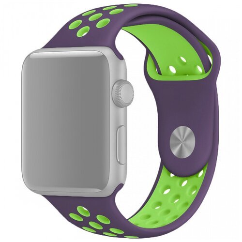 Ремешок на смарт часы Apple Watch (Эпл Вотч) 38/40/41 мм InnoZone Vent фиолетовый/зеленый, силиконовый, спортивный