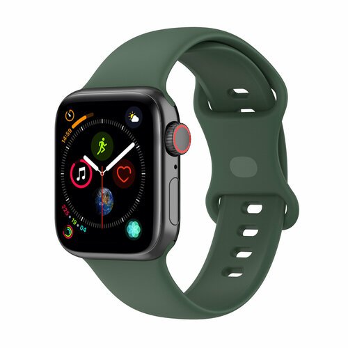 Силиконовый ремешок для Apple Watch 1-9 / SE / ULTRA (42/44/45/49 мм), темно-зеленый, размер L