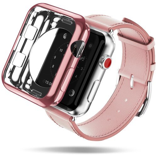Чехол силиконовый Dux Ducis для Apple Watch 38 мм (2 шт ) прозрачный/розовый
