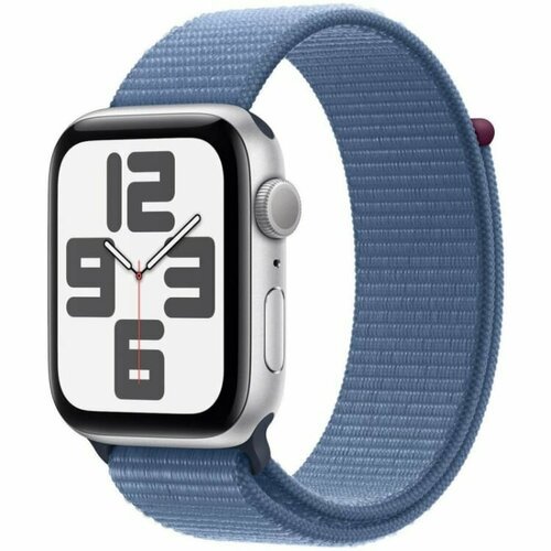 Apple Watch SE 2023 GPS 44mm Aluminum Case with Sport Loop, Silver/Winter Blue (Серебристый/зимний синий), MREF3