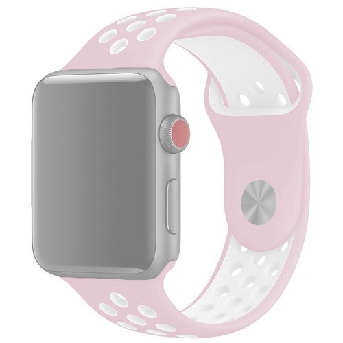 Ремешок на смарт часы Apple Watch (Эпл Вотч) 42/44/45/49 мм InnoZone Vent розовый/белый, силиконовый, спортивный